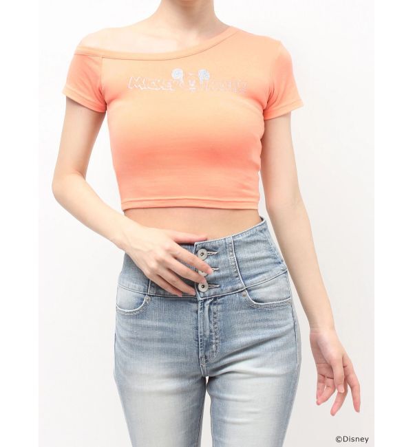 GYDA「GYDA/Disney/ラメプリントワンショルダーTシャツ」|Tシャツ・カットソー|