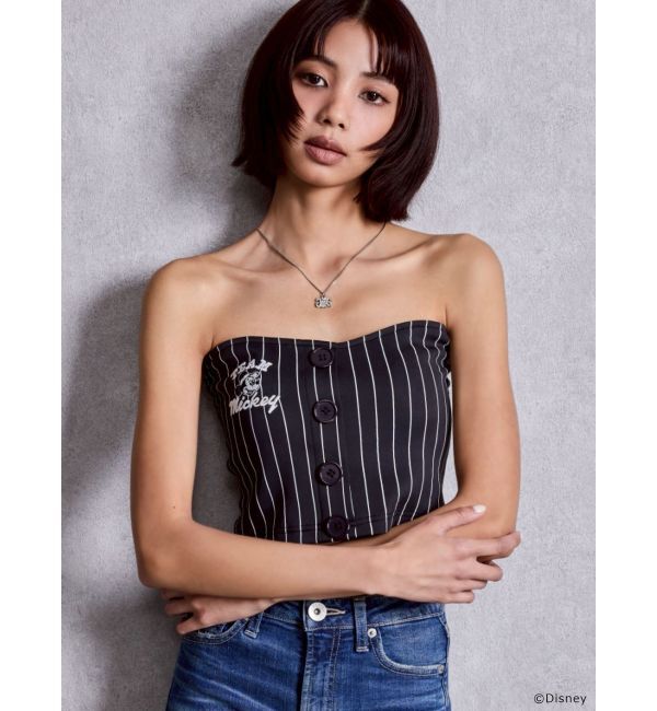 GYDA「GYDA/Disney/stripeベアビスチェ」|チューブトップ|ブラック