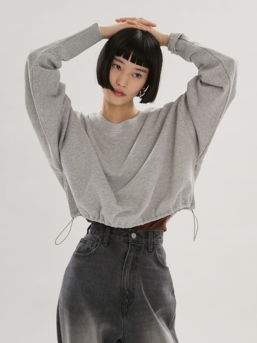 emmi atelier「ラメ裏毛クロップドプルオーバー」|Tシャツ・カットソー|GRY