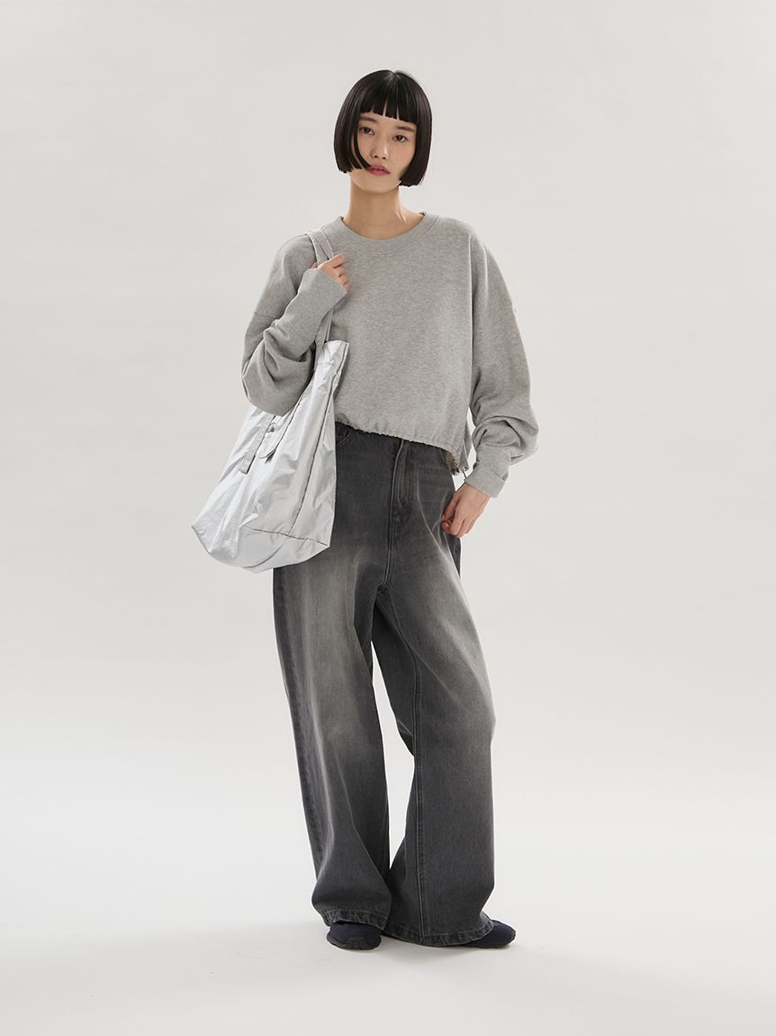 emmi atelier「ラメ裏毛クロップドプルオーバー」|Tシャツ・カットソー|