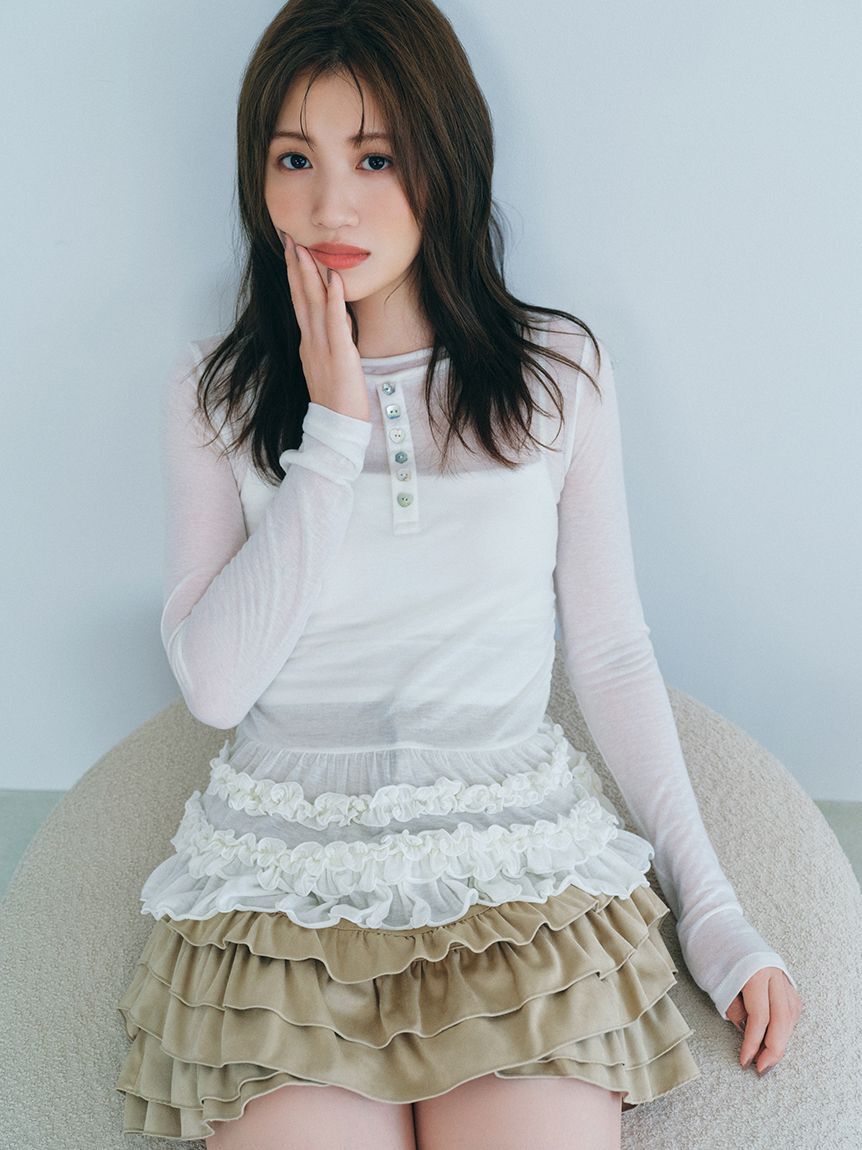 FURFUR「裾フリルジャージートップス」|Tシャツ・カットソー|WHT