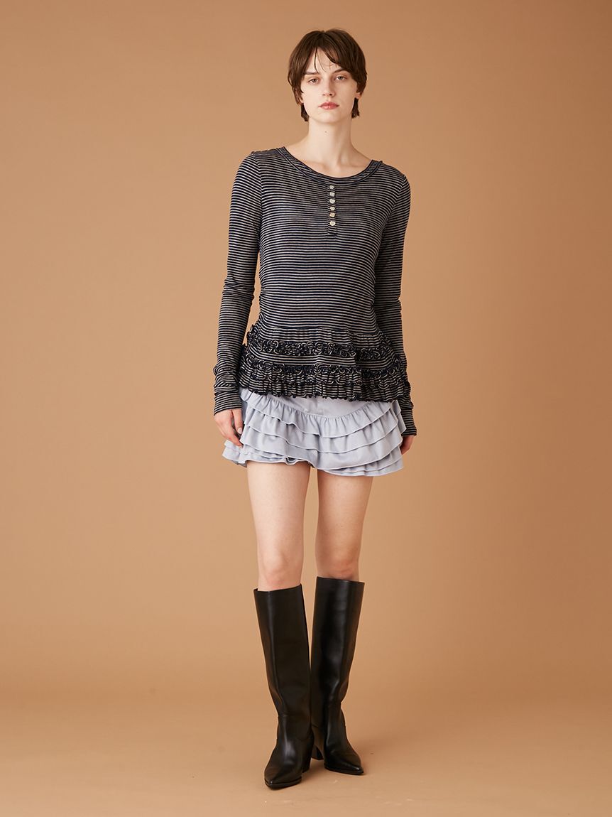 FURFUR「裾フリルジャージートップス」|Tシャツ・カットソー|