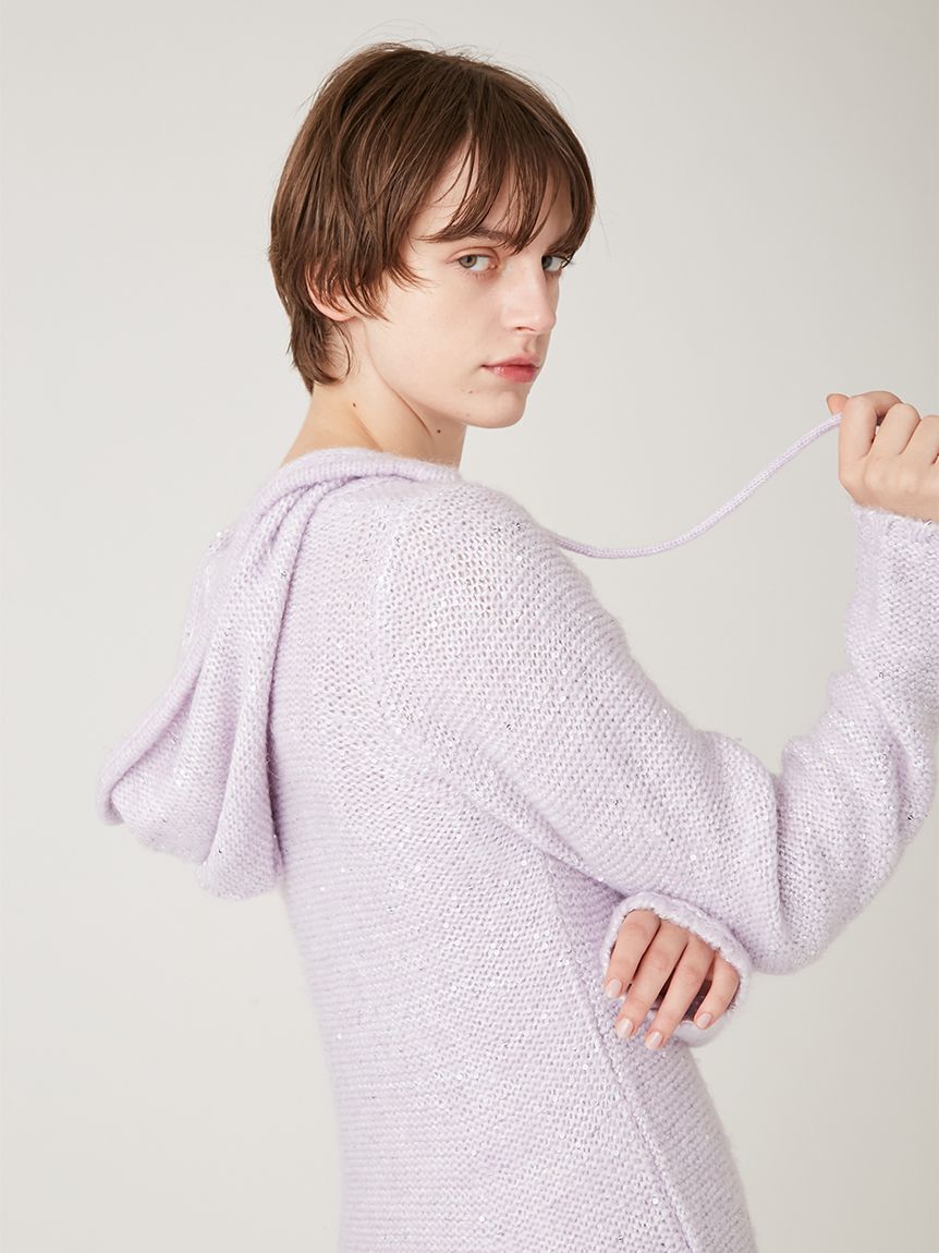 FURFUR「スパンコールニットフードワンピース」|ワンピース|