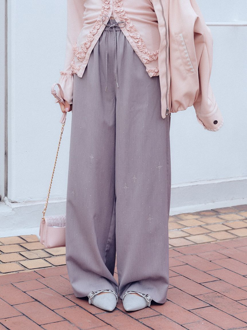 FURFUR「ビジュー付きイージーパンツ」|チノ|