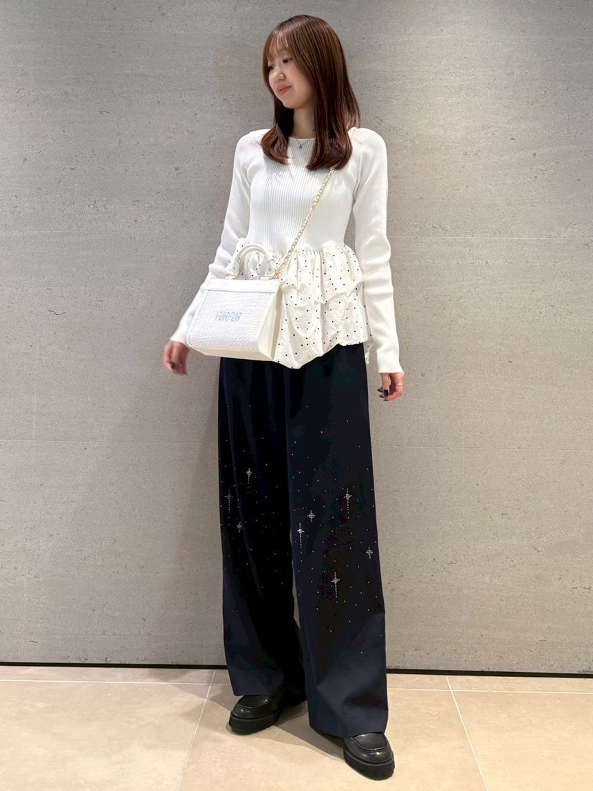 FURFUR「ビジュー付きイージーパンツ」|チノ|