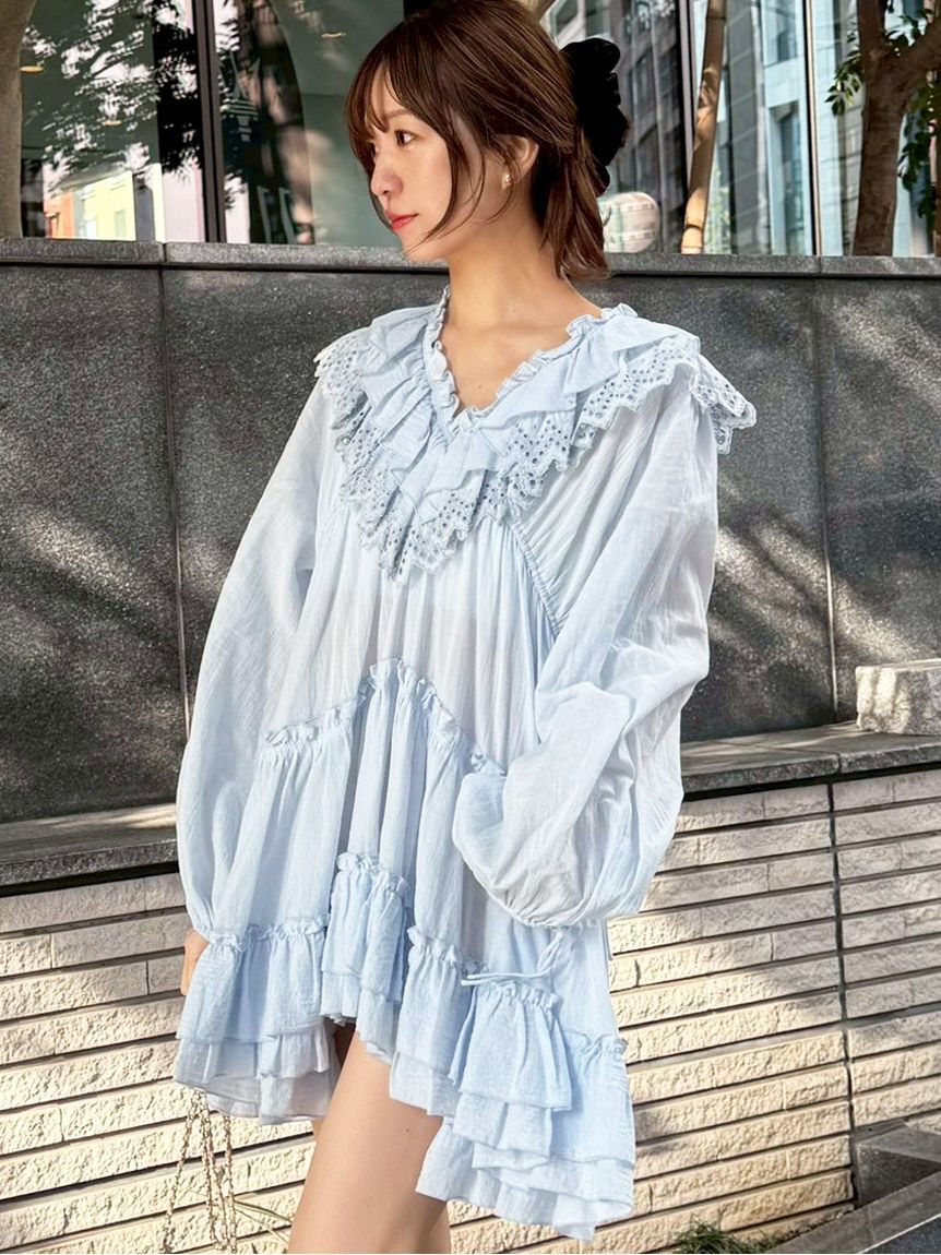 SNIDEL「コットンレースBOHOチュニック」|チュニック|