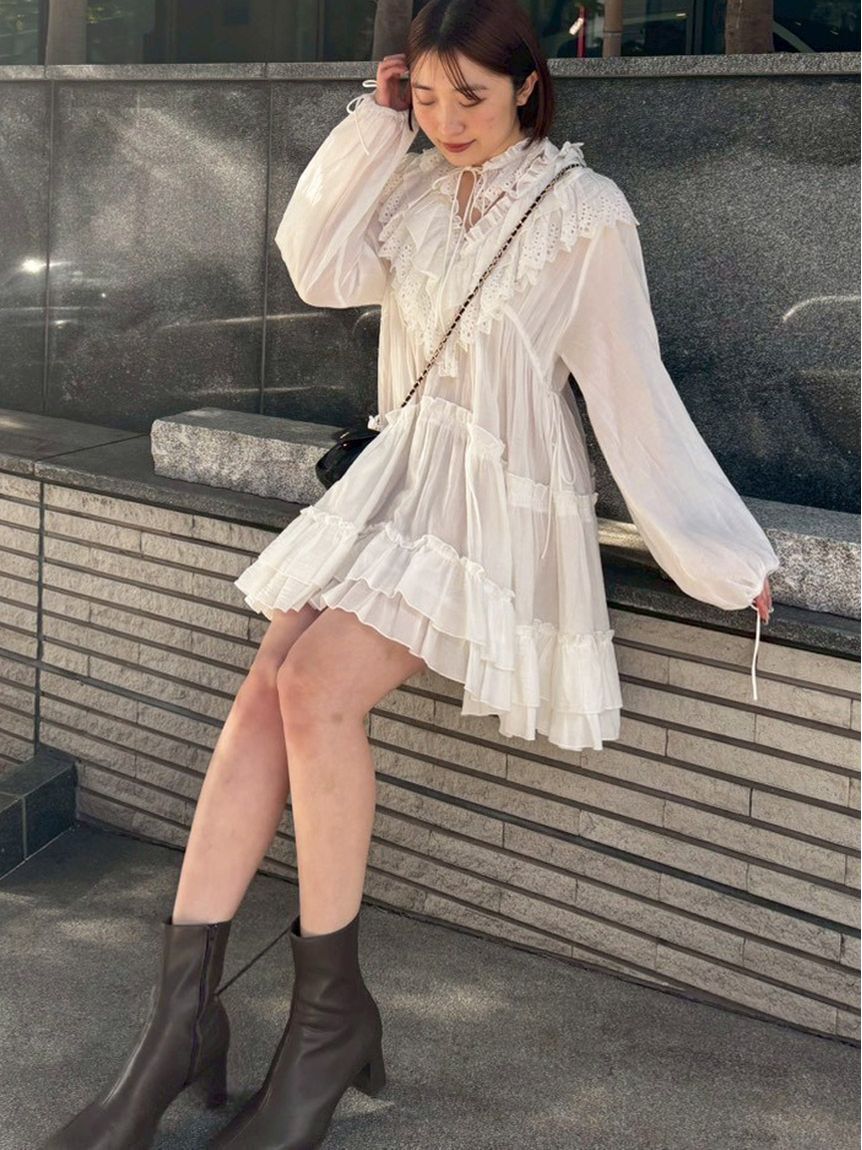 SNIDEL「コットンレースBOHOチュニック」|チュニック|