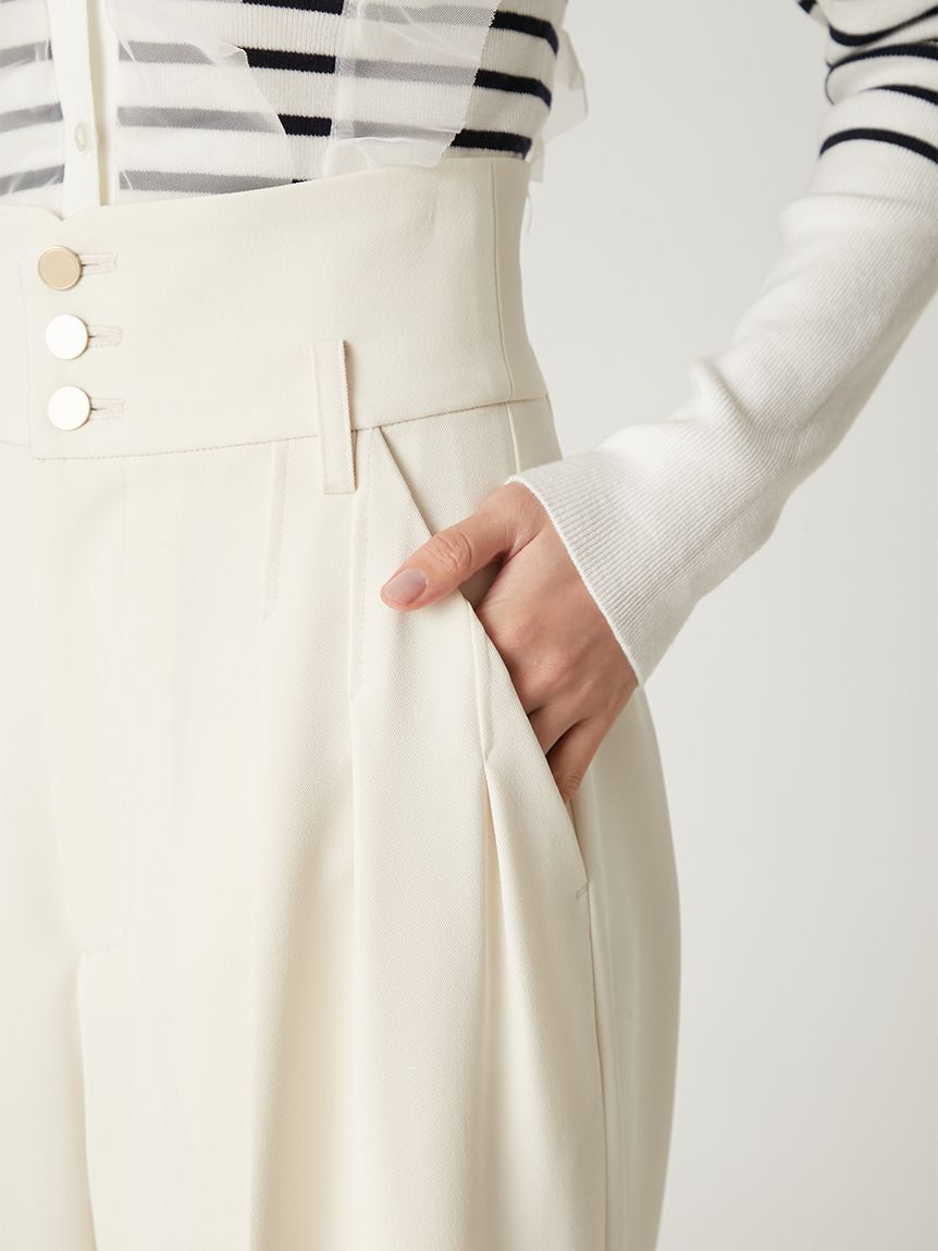 FRAY I.D「Ｄリングタックハイウエストパンツ／ウォッシャブル・防シワ」|チノ|