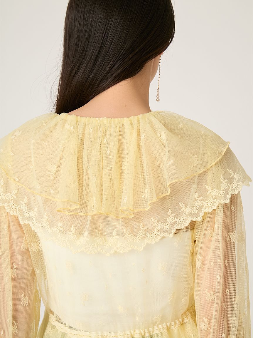 FRAY I.D「ラッフルデザインチュールエンブロイダリーブラウス」|シャツ・ブラウス|