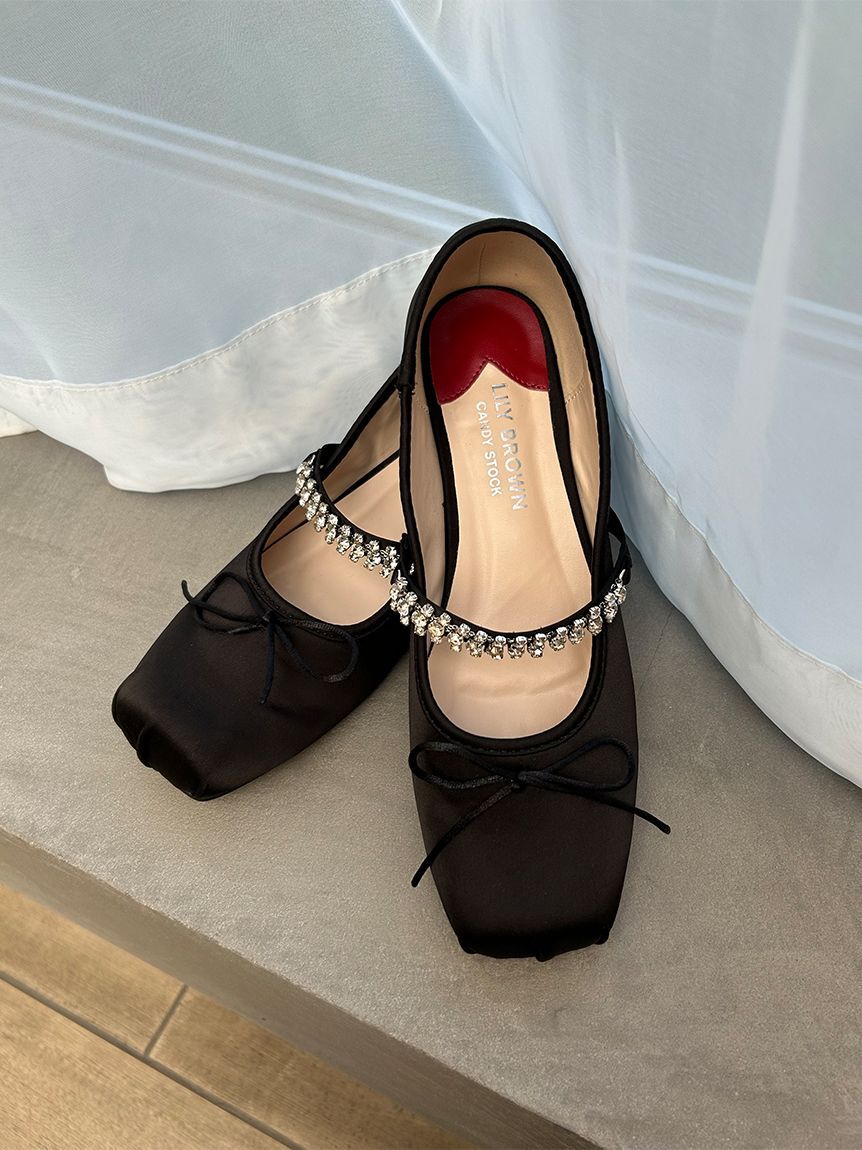 LILY BROWN「[L.B CANDY STOCK]スクエアバレエシューズ」|スリッポン|BLK