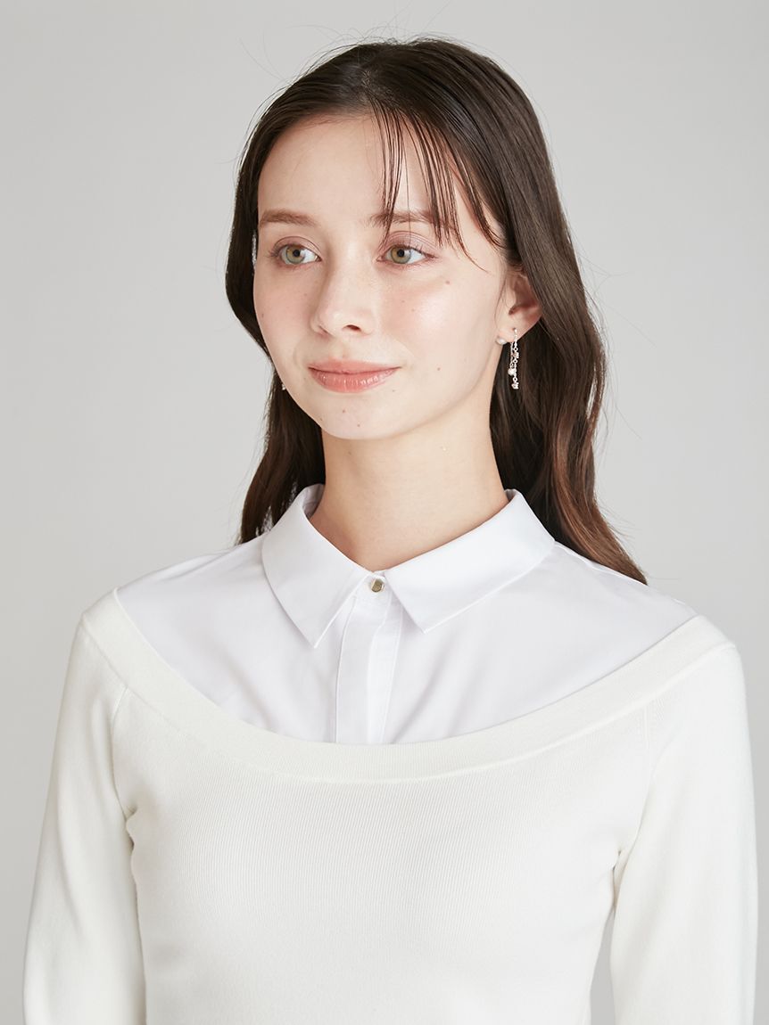 CELFORD「シャツレイヤードニットプルオーバー」|ニット・セーター|