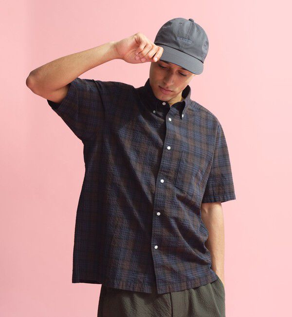 MACKINTOSH PHILOSOPHY「空羽サッカーチェック 半袖ボタンダウンシャツ」|シャツ・ブラウス|ブルー