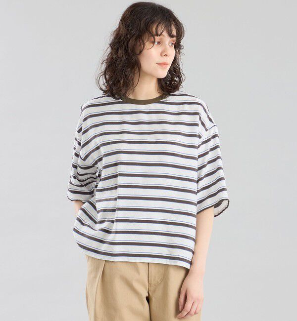 MACKINTOSH PHILOSOPHY「GREY LABEL マルチボーダーブラウス」|シャツ・ブラウス|オフホワイト