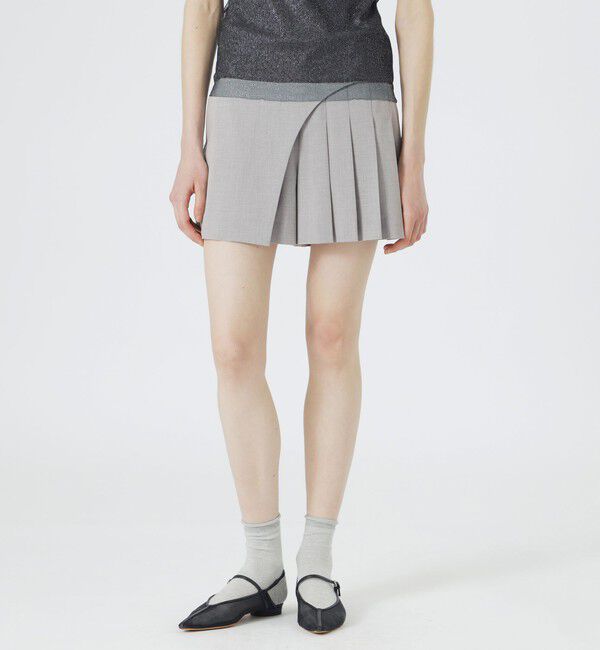  「アシンメトリープリーツスコート」|その他|グレー