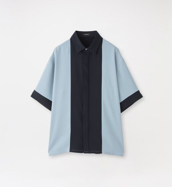  「ブロッキングショートスリーブシャツ」|シャツ・ブラウス|ネイビー1