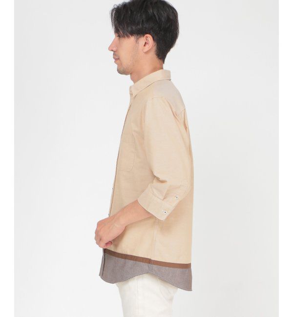 ikka「7分オックス裾切り替えシャツ」|シャツ・ブラウス|