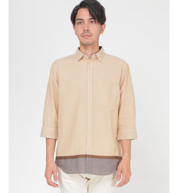 ikka「7分オックス裾切り替えシャツ」|シャツ・ブラウス|