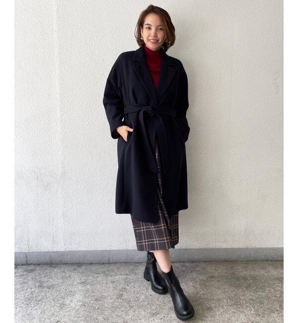 IKKA LOUNGE「ウールライクサッシュ付きテーラーコート」|その他|