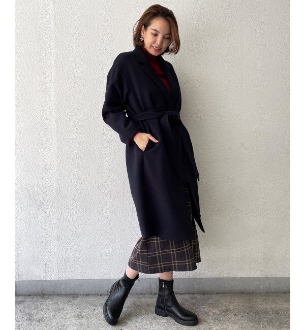 IKKA LOUNGE「ウールライクサッシュ付きテーラーコート」|その他|