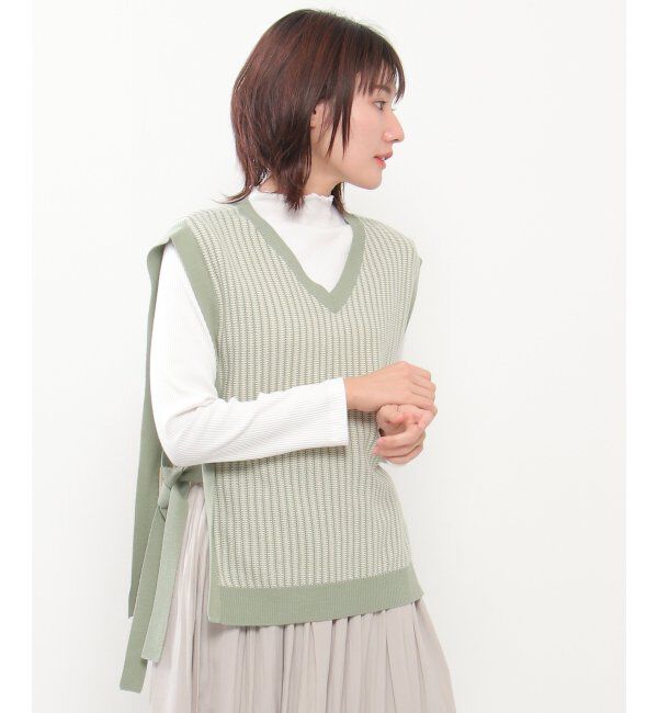 ikka「サイドリボンニットベスト」|ニット・セーター|