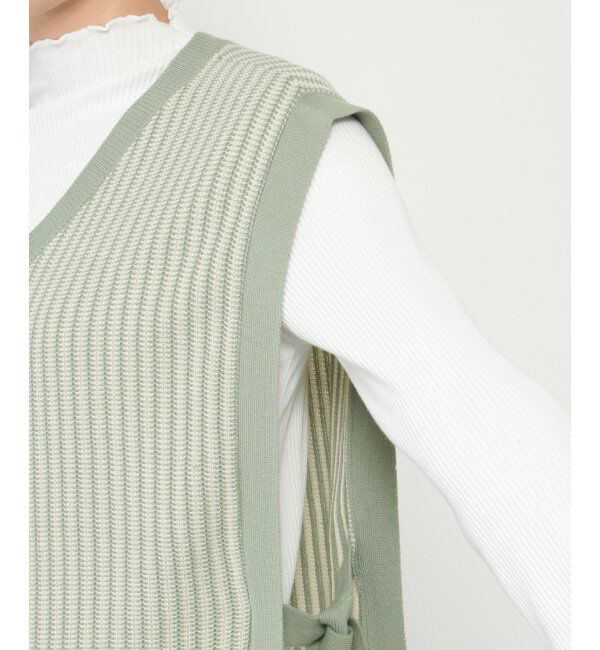 ikka「サイドリボンニットベスト」|ニット・セーター|
