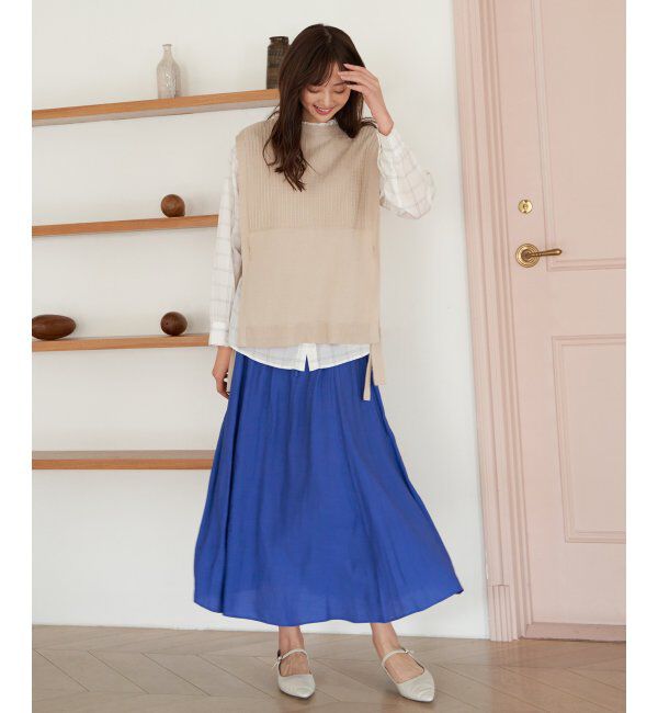 ikka「サイドリボンニットベスト」|ニット・セーター|