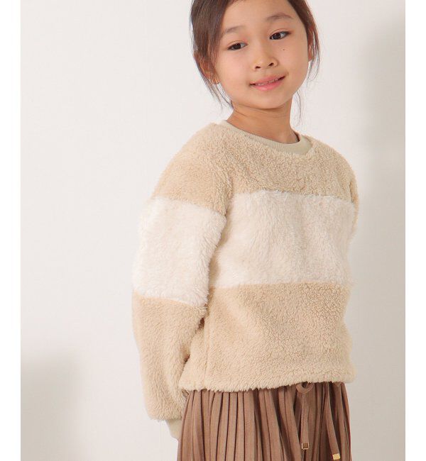ikka kids「フェイクファー切り替えプルオーバー（120~160cm）」|Tシャツ・カットソー|ベージュ