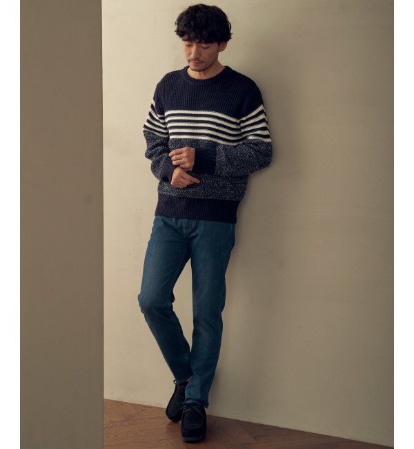ikka「編地MIXパネルボーダーニット」|プルオーバー|