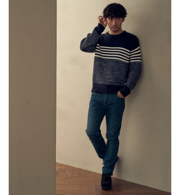 ikka「編地MIXパネルボーダーニット」|プルオーバー|