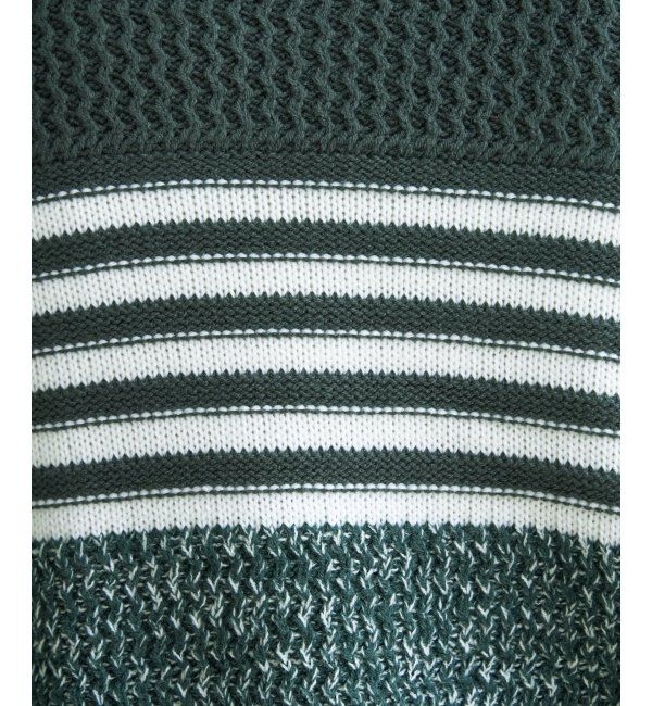 ikka「編地MIXパネルボーダーニット」|プルオーバー|