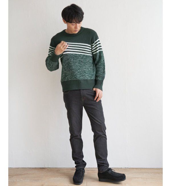 ikka「編地MIXパネルボーダーニット」|プルオーバー|