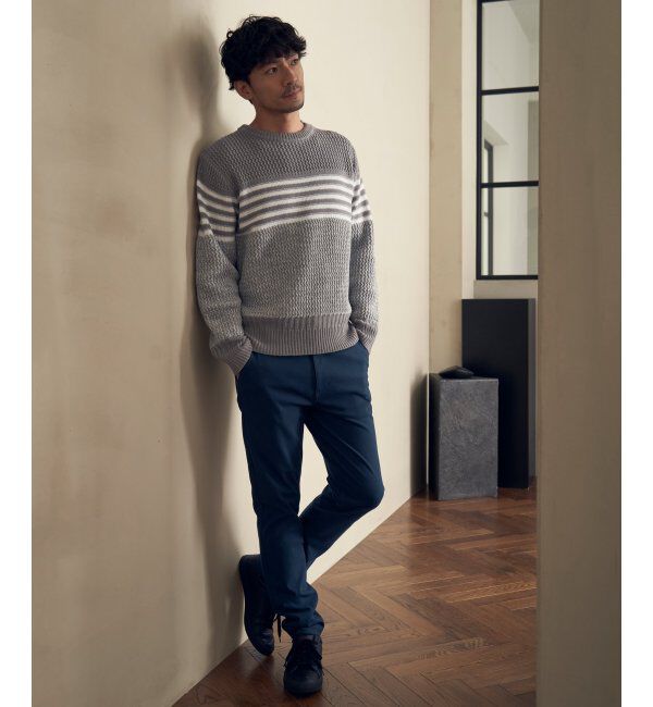 ikka「編地MIXパネルボーダーニット」|プルオーバー|