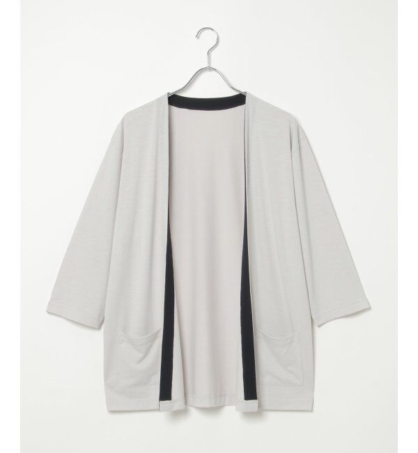 ikka「7分バイカラーボタンレスカーディガン」|カーディガン|