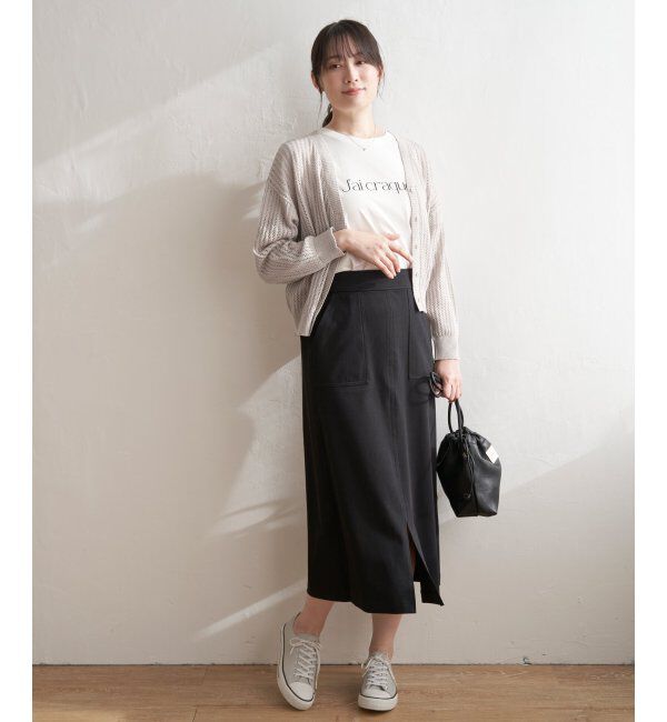 ikka「透かし編みVネックカーディガン」|その他|