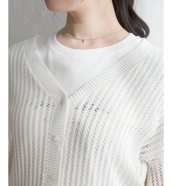 ikka「透かし編みVネックカーディガン」|その他|