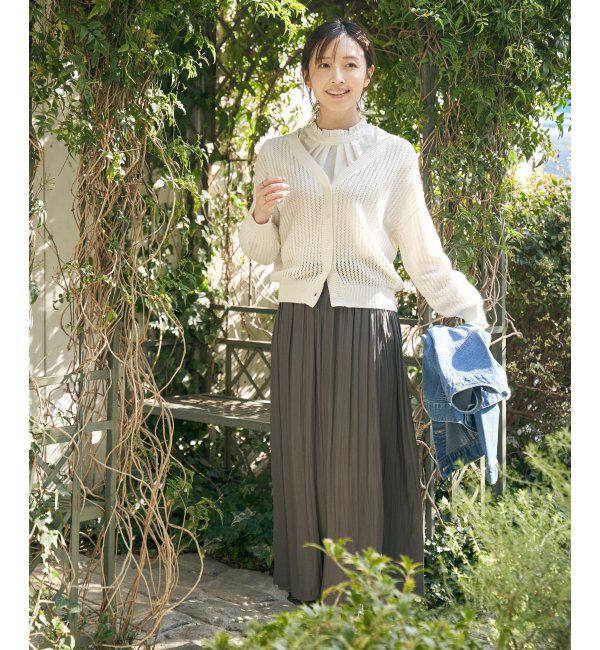 ikka「透かし編みVネックカーディガン」|その他|