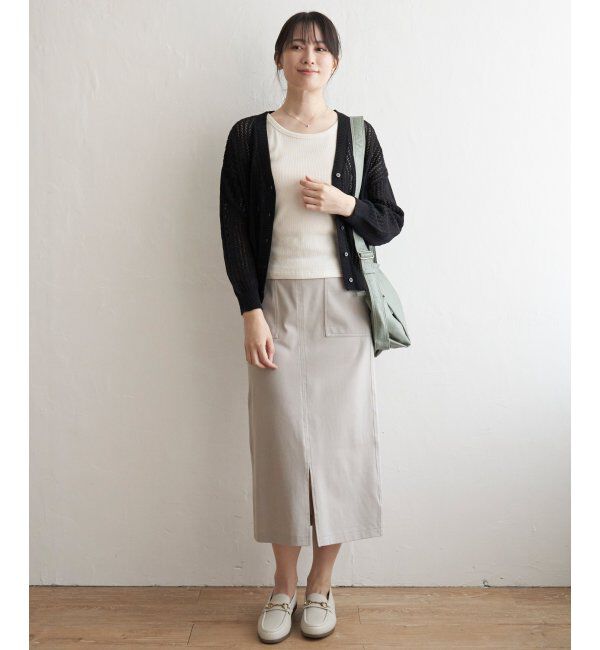 ikka「透かし編みVネックカーディガン」|その他|