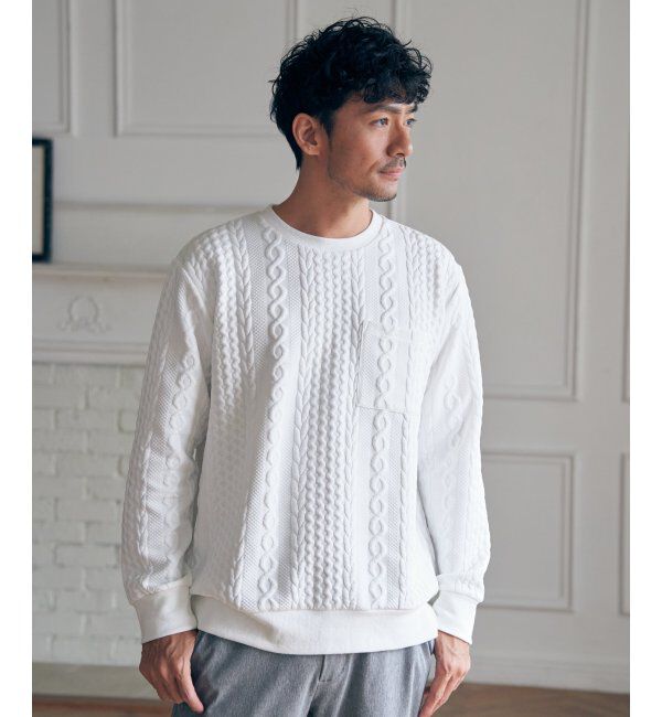 ikka「フクレジャカードクルーネックプルオーバー」|パーカー|