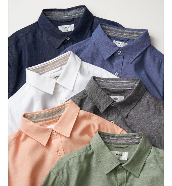 ikka「【雑誌MonoMax5月号掲載】フレンチリネンMIX袖2WAYシャツ【接触冷感】「小泉孝太郎さん着用モデル」」|シャツ・ブラウス|