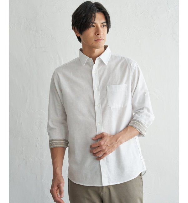 ikka「【雑誌MonoMax5月号掲載】フレンチリネンMIX袖2WAYシャツ【接触冷感】「小泉孝太郎さん着用モデル」」|シャツ・ブラウス|