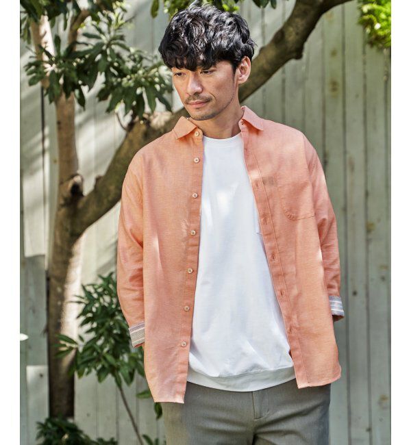 ikka「【雑誌MonoMax5月号掲載】フレンチリネンMIX袖2WAYシャツ【接触冷感】「小泉孝太郎さん着用モデル」」|シャツ・ブラウス|