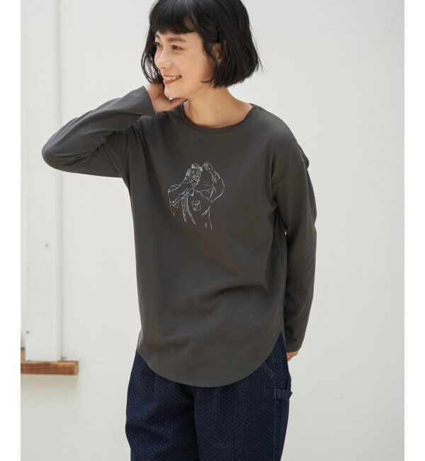 Lbc with Life「Girlプリントロゴ刺繍ロンT」|Tシャツ・カットソー|