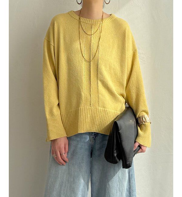 Lbc with Life「ミニブークレサイドスリットニット」|カーディガン|