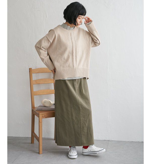 Lbc with Life「ミニブークレサイドスリットニット」|カーディガン|