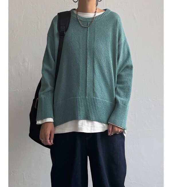 Lbc with Life「ミニブークレサイドスリットニット」|カーディガン|