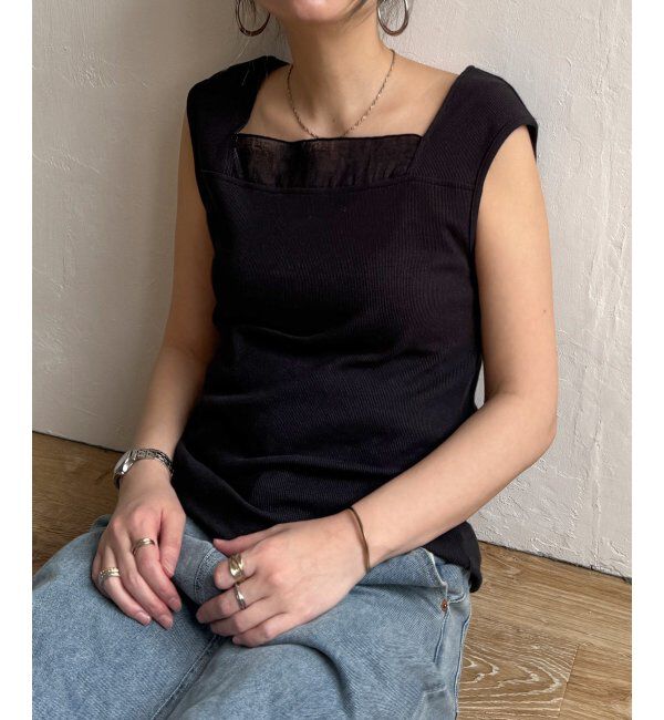 Lbc with Life「スクエアネックシアーレイヤードタンクトップ」|キャミソール|