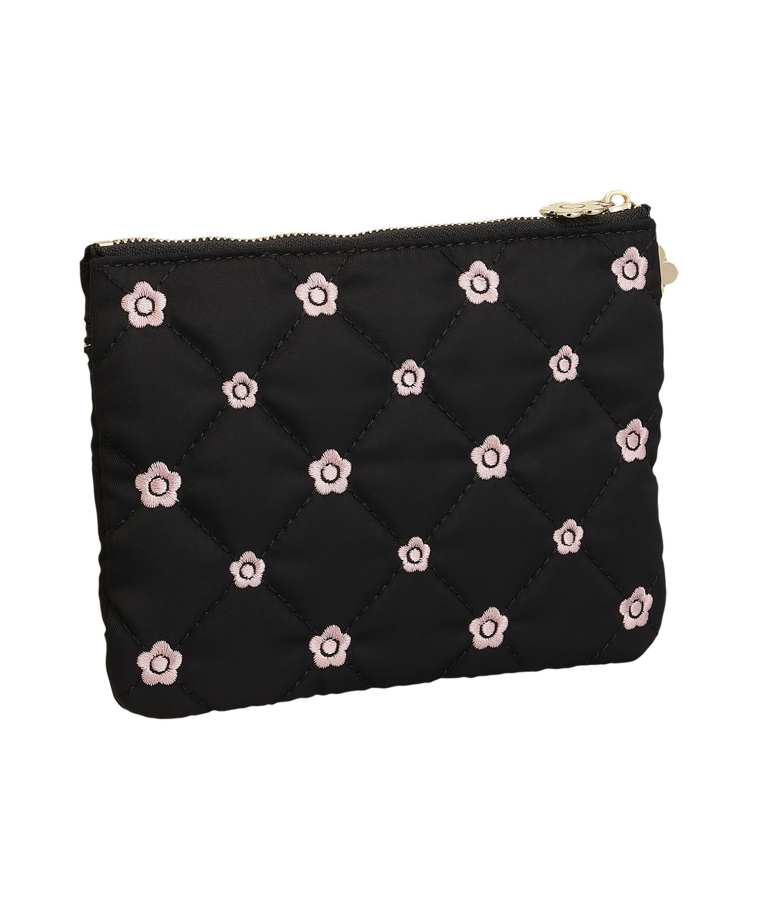 MARY QUANT「キルトデイジー刺繍 2ファスナーポーチ」|ポーチ|