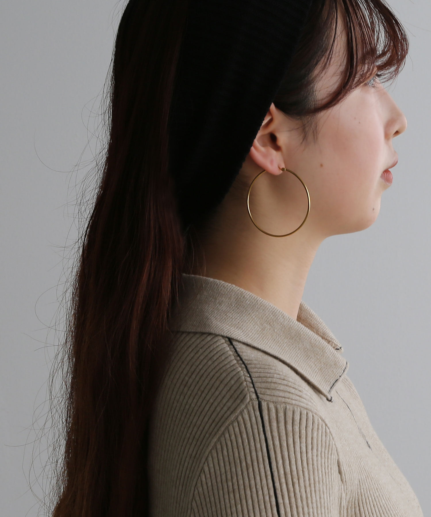  「[stainless]50mmスリムフープピアス〈金属アレルギー対応〉」|ピアス|