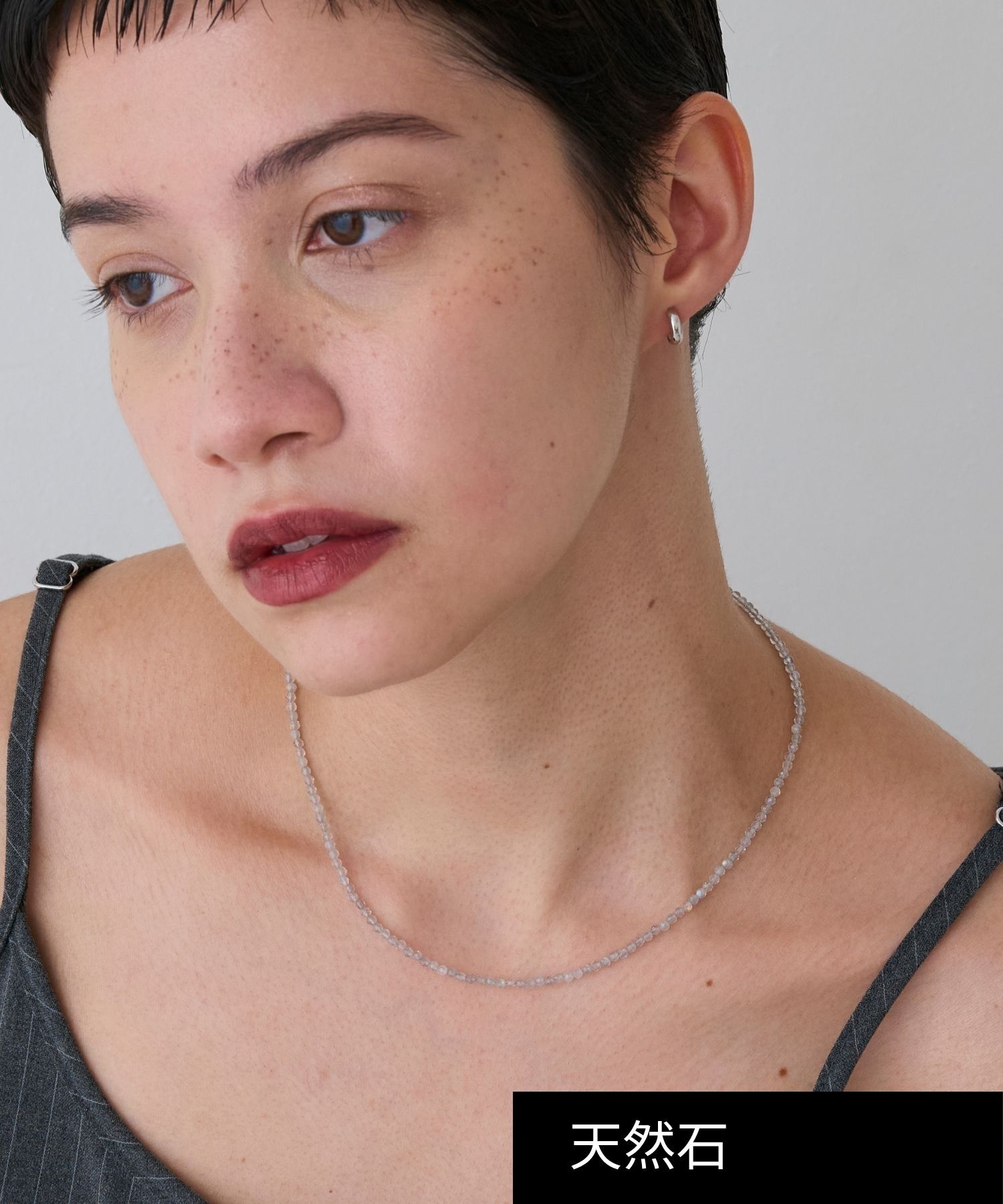 JUPITER「天然石ビーズネックレス/金属アレルギー対応/ニッケルフリー　ラブラドライト」|ネックレス|ゴールド