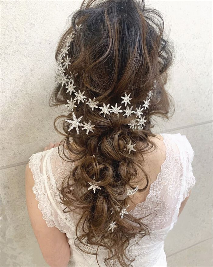 BACKYARD FAMILY「ブライダル ヘアアクセサリー 通販 ヘアピン 6本セット 星 大きめ スターモチーフ 月モチーフ」|その他|